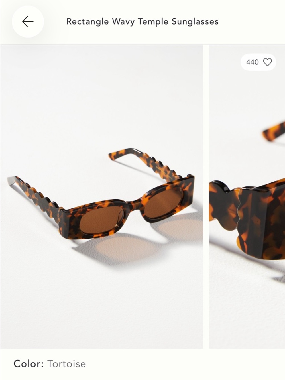 Anthropologie Rectangle Wavy Temple Sunglasses